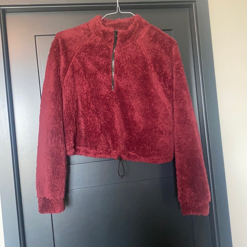 Maroon fuzzy sweatshirt